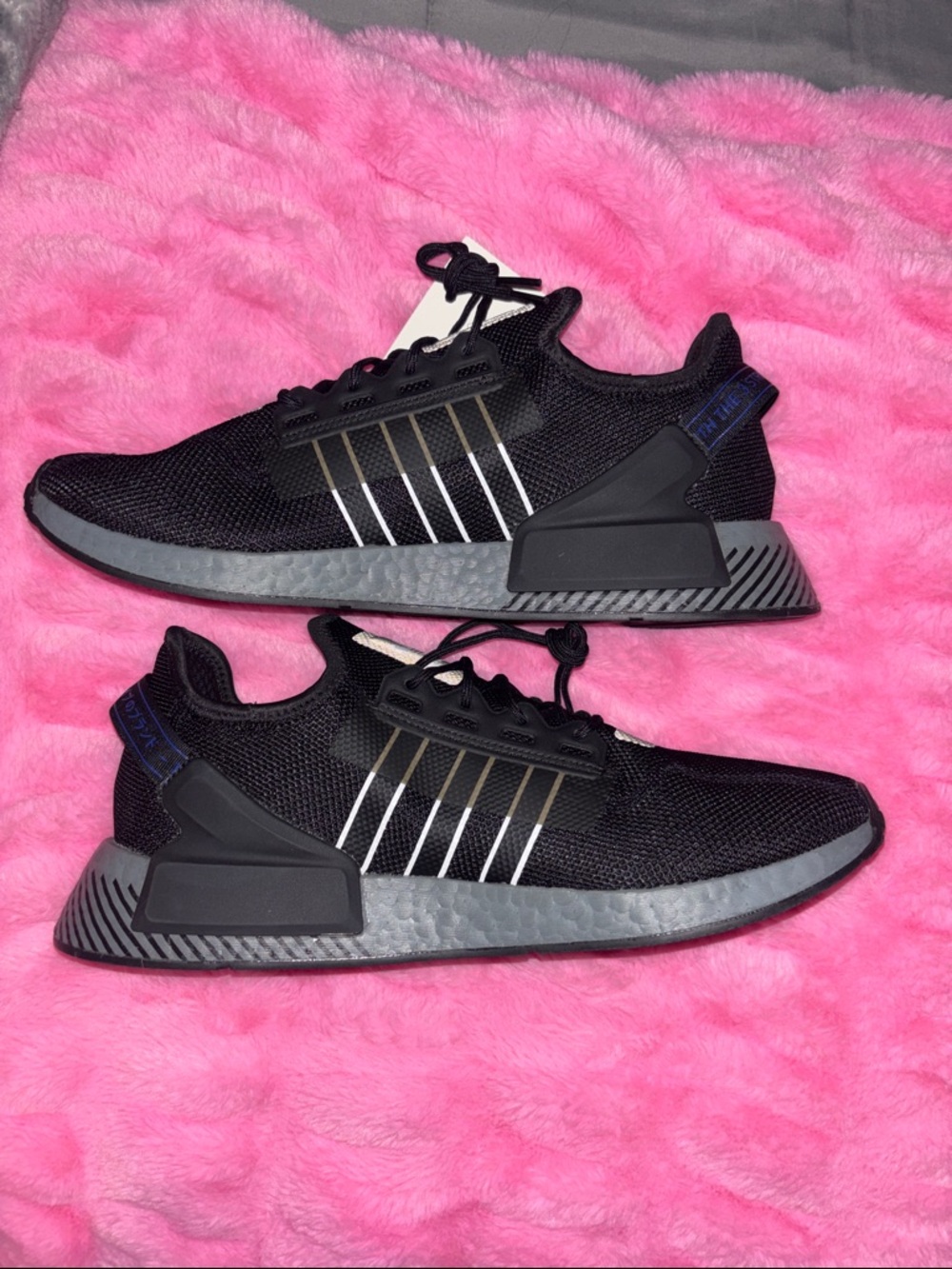 NMD _R1.V2 adidas Black Sneakers with White Stripe Accents - Picture 2 of 6